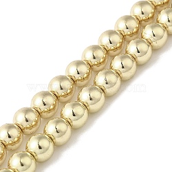 Electroplated Synthetic Non-magnetic Hematite Beads Strands, Round, Golden Plated, 6mm, Hole: 1.1mm, about 66pcs/strand, 15.16''(38.5cm)(X-G-I364-C03-G)