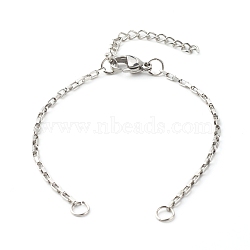 304 Stainless Steel Box Chain and Bracelet Making, with Jump Rings, Lobster Claw Clasps & Ends Chains, Stainless Steel Color, 15.5x0.2x0.1cm(AJEW-JB01063)