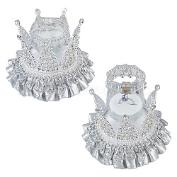 Plastic Rhinestone Ring Boxes, Crown, Silver, 13x9.5cm(CON-WH0086-142)