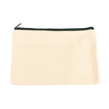 DIY Blank Canvas Women's Zipper Makeup Organizer Bag, Rectangle, Dark Green, 21x14cm