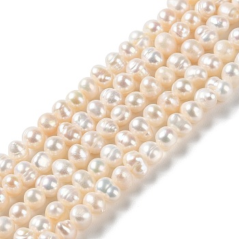 Natural Cultured Freshwater Pearl Beads Strands, Potato, Grade A, PapayaWhip, 4.5~6.5x4~4.5mm, Hole: 0.6mm, about 78pcs/strand, 13.66 inch(34.7cm)