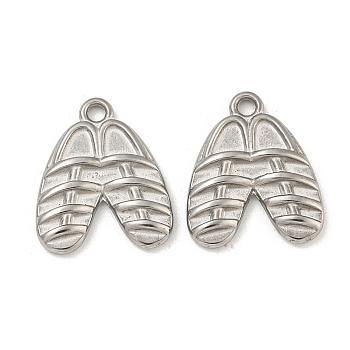 Non-Tarnish 304 Stainless Steel Pendants, Sandal Shoe Charms, Stainless Steel Color, 17x14x2.5mm, Hole: 1.6mm