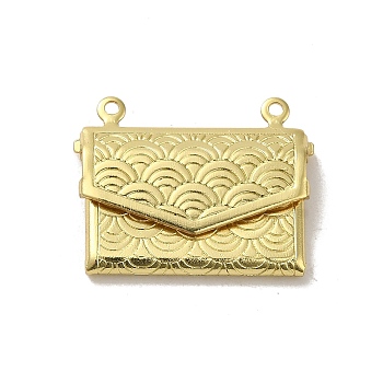 Rack Plating Brass Pendant, Long-Lasting Plated, Lead Free & Cadmium Free, Envelope, Real 18K Gold Plated, 17x22x4.5mm, Hole: 1.2mm