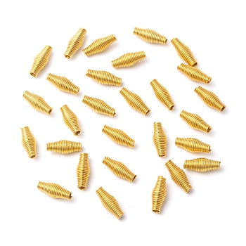 Steel Spring Beads, Coil Beads, Rice, Golden, about 4mm wide, 9mm long, hole: 1mm