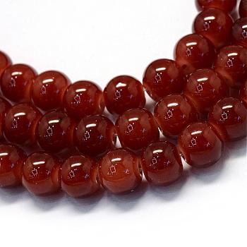 Baking Painted Imitation Jade Glass Round Bead Strands, Saddle Brown, 10~10.5mm, Hole: 1.5mm, about 80~85pcs/strand, 31.4 inch