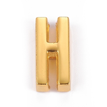 Alloy Slide Charms, Cadmium Free & Lead Free, Golden, Letter H, 20.5x10x6.5mm, Hole: 3x18mm