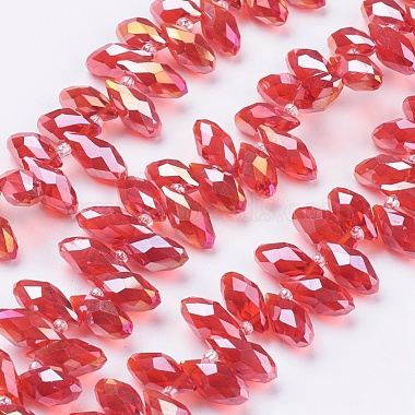 13mm Crimson Drop Electroplate Glass Beads