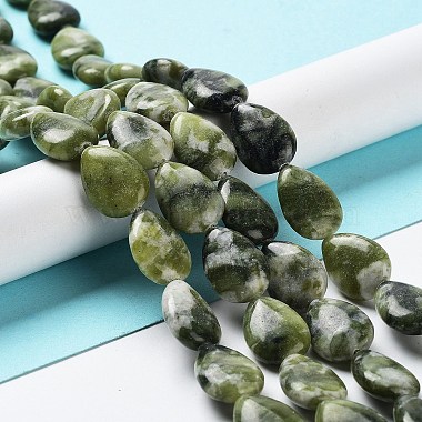 Natural Teardrop Xinyi Jade/Chinese Southern Jade Beads Strands(G-L242-23)-2