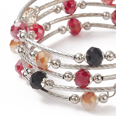 Glass Beads Five Loops Wrap Bracelets(BJEW-JB09056-02)-4