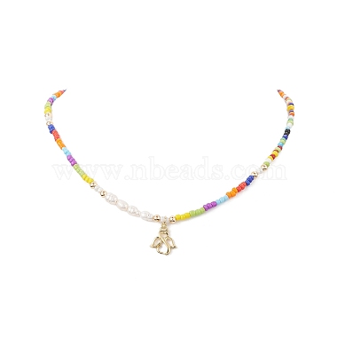 Natural Cultured Freshwater Pearl & Glass Seed Beaded Necklaces(NJEW-JN04263)-4
