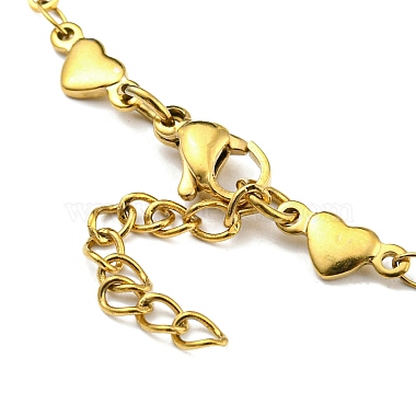 bracelet chaîne à maillons cœur et fleur en émail(BJEW-A142-05G)-4