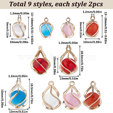 18Pcs 9 Styles Resin Imitation Cat Eye Pendants(KK-SC0003-76)-2