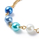 Bracelet à maillons en perles de verre avec 304 gourmette en acier inoxydable pour femme(BJEW-JB08708)-5