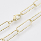 Brass Round Oval Paperclip Chain Necklace Making(MAK-S072-06B-LG)-1