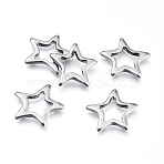 Tarnish Resistant 304 Stainless Steel Linking Rings, Star, Stainless Steel Color, 17.5x16.5x1.5mm, Inner Diameter: 9.5x9.5mm(STAS-F240-21P)