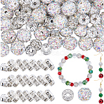 DIY Round Polymer Clay Rhinestone & Rhinestone Rondelle Spacer Beads Jewelry Making Findings Kits, Crystal AB, 8~10mm, Hole: 1.5mm(DIY-SC0027-50B)