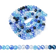 Electroplate Glass Beads Strands, Faceted, Rondelle, Dodger Blue, 4.5x3.5mm, Hole: 1mm, about 140~143pcs/strand, 18.90 inch~19.29 inch(48cm~49cm)(EGLA-yw0002-C01)