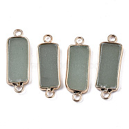 Natural Green Aventurine Links Connectors, with Light Gold Tone Brass Findings, Rectangle, 27~30x10x2.5mm, Hole: 2.5mm(G-N326-33B)