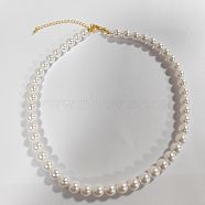 Shell Pearl Beads Necklaces, White, 16.54 inch(42cm)(NJEW-SW00050-01)