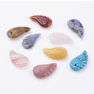 Natural & Synthetic Mixed Stone Pendants, Dyed, Wing, 17~19x9~11x3~5mm, Hole: 1mm(G-E435-C)