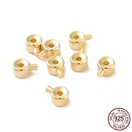 925 Sterling Silver Crimp Beads, Loose Spacer Beads, Stopper Crimp Charms, Flat Round, Real 18K Gold Plated, 4x3x2mm, Hole: 0.8mm, pin: 1mm(STER-D035-01G)