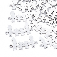 201 Stainless Steel Links connectors, Laser Cut Links, Family, Stainless Steel Color, 26x13x1mm, Hole: 1.6mm(STAS-T044-26P)