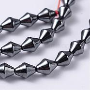 Non-magnetic Synthetic Hematite Bead Strands, Bicone, Original Color, 5.5x4mm, Hole: 1mm, about 72pcs/strand, 15.7 inch(G-F300-32-09)