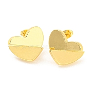Rack Plating Brass Heart Stud Earrings, Long-Lasting Plated, Lead Free & Cadmium Free, Real 18K Gold Plated, 15x19mm(EJEW-A028-32G)