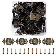 Iron Box Corner Protectors, with Screws, For Furniture Jewelry Box Decoration, Antique Bronze, 24.7x25.5x0.5mm, Hole: 1.6mm, 50sets/box(FIND-FH0001-16AB)