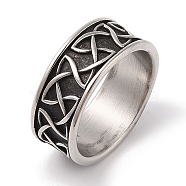 Vintage Viking 304 Stainless Steel Knot Finger Rings, Wide Band Rings for Mens Womens, Antique Silver, 10mm, US Size 13(22.2mm)(RJEW-U005-04AS)