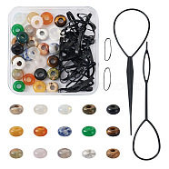 DIY Hair Finding Making Kits, Including Plastic Hair Pin Bun Maker, Natural Gemstone European Beads, Disposable Elastic Hair Rubber Bands, 230Pcs/set(DIY-FW0001-30)
