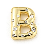Brass Micro Pave Clear Cubic Zirconia Pendants, Long-Lasting Plated, Cadmium Free & Lead Free, Real 18K Gold Plated, Letter A~Z, Letter B, 18~19x11~21x5mm, Hole: 2.8~3x1.8~2mm(KK-E093-04G-B)