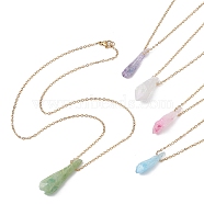 Dyed Natural Quartz Crystal Twist Teardrop Pendant Necklaces, with 304 Stainless Steel Cable Chains, Mixed Color, Golden, 17.72~18.11 inch(45~46cm)(NJEW-JN04497-02)