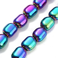 Synthetic Non-magnetic Hematite Beads Strands, Oval, Rainbow Plated, 9.5~10x8x6mm, Hole: 1.4mm, about 39pcs/strand, 14.96''(38cm)(G-P545-F01-01A)