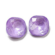 Glass Rhinestone Cabochons, Point Back & Back Plated, Faceted, Square, Purple Velvet, 8x8x4mm(RGLA-G021-04C-183DE)