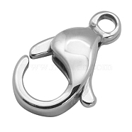 304 Stainless Steel Lobster Claw Clasps, Parrot Trigger Clasps, Manual Polishing, Stainless Steel Color, 17x10.5x4mm, Hole: 2.2mm(STAS-AB17)