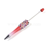 Beadable Pen, Plastic Ball-Point Pen, with Iron Rod & Rhinestone & ABS Imitation Pearl, for DIY Personalized Pen with Jewelry Beads, Red, 145~150x14.5mm(MAK-A018-07C)