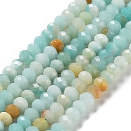 Natural Flower Amazonite Beads Strands, Faceted, Rondelle, 6x4~5mm, Hole: 0.7mm, about 90pcs/strand, 15.16''(38.5cm)(G-J400-C09-05)