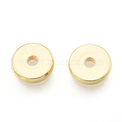 Brass Spacer Beads, Nickel Free, Flat Round, Real 18K Gold Plated, 8x1.5mm, Hole: 1.8mm(KK-N259-61)