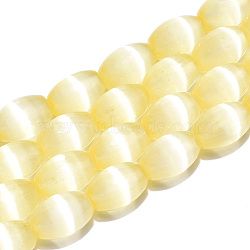 Dyed Natural Selenite Beads Strands, Rice, Champagne Yellow, 12x8mm, Hole: 0.7mm, about 32pcs/strand, 15.39''(39.1cm)(G-T138-233J)