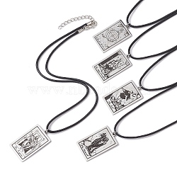 Tarot Card 201 Stainless Steel Pendant Necklaces, with Imitation Leather Cords, Stainless Steel Color, 17.60~17.87 inch(44.7~45.4cm)(NJEW-JN04496)
