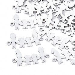 Tarnish Resistant 201 Stainless Steel Links connectors, Laser Cut Links, Family, Stainless Steel Color, 26x13x1mm, Hole: 1.6mm(STAS-T044-26P)