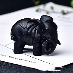Natural Obsidian Ornament Home Desktop Decoration Craft, Elephant, 60mm(PW-WG52939-24)