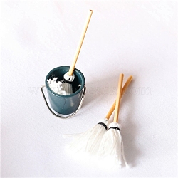 Mini Plastic Bucket & Mop Model, Miniature Dollhouse Decorations Accessories, Teal, 8~18.5x15~62mm, 2pcs/set(MIMO-PW0003-018)
