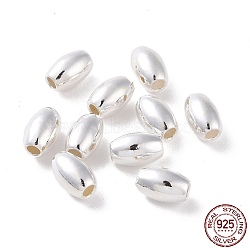 925 Sterling Silver Beads, Barrel, Silver, 8x5mm, Hole: 2mm, about 34Pcs/10g(STER-D035-10S-03)