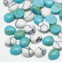 Synthetic Turquoise Cabochons, Oval, Mixed Color, 4.5x4x2mm(TURQ-S290-48)