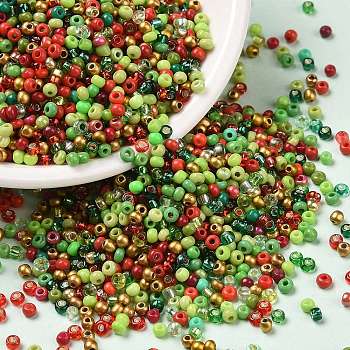 Opaque & Transparent & Metallic Colours Glass Seed Beads, Round Hole, Round, Green Yellow, 1.8~2x1.3~1.5mm, Hole: 0.7mm, about 56250Pcs/pound
