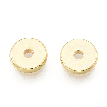 Brass Spacer Beads, Nickel Free, Flat Round, Real 18K Gold Plated, 8x1.5mm, Hole: 1.8mm