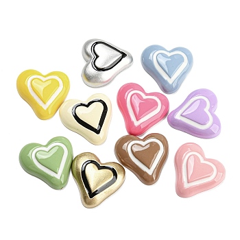Opaque Resin Cabochons, Heart, Mixed Color, 20x20x5.5mm
