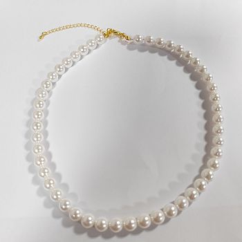 Shell Pearl Beads Necklaces, White, 16.54 inch(42cm)